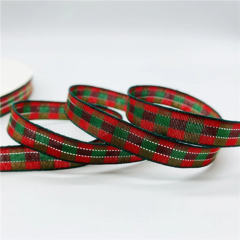 5yards/Lot 10mm Plaid Ribbon Christmas Decor Ribbon For Handmade Design Christmas Decoration DIY Gift Wrapping