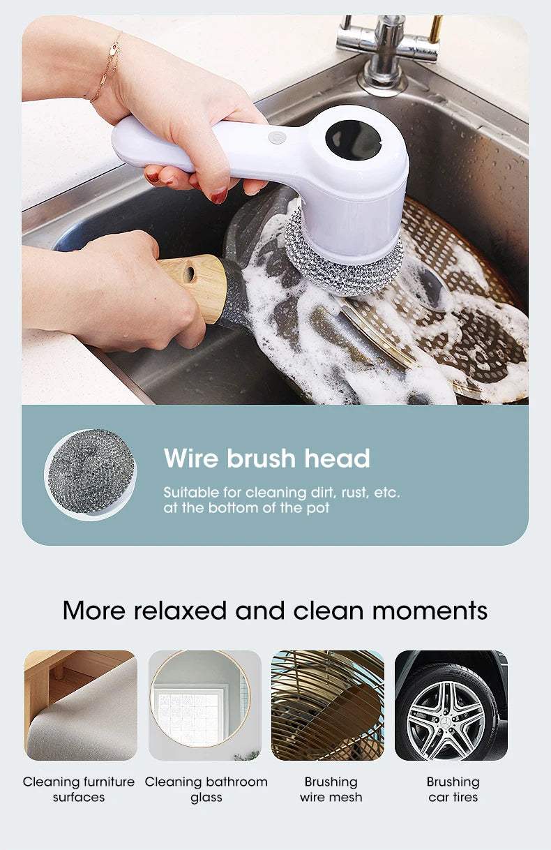 Electric Spin Scrubber, Bathroom Cordless Cleaning Brush Power Scrubber with 5 Replaceable Brush Heads, Electric Cleaning Brush