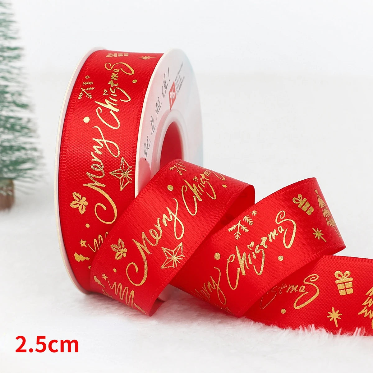 5yards Christmas Ribbon Printed Christmas Polyester Ribbon For Handmade Design Christma Decoration DIY Cake Bouquet Gift Packing