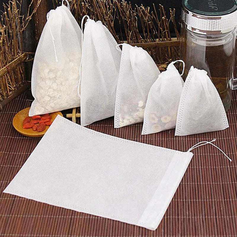 JJYY 100 Pcs Disposable Tea Bags Filter Bags for Tea Infuser with String Heal Seal, Food Grade Non-woven Fabric Spice Filters - Cozy Home