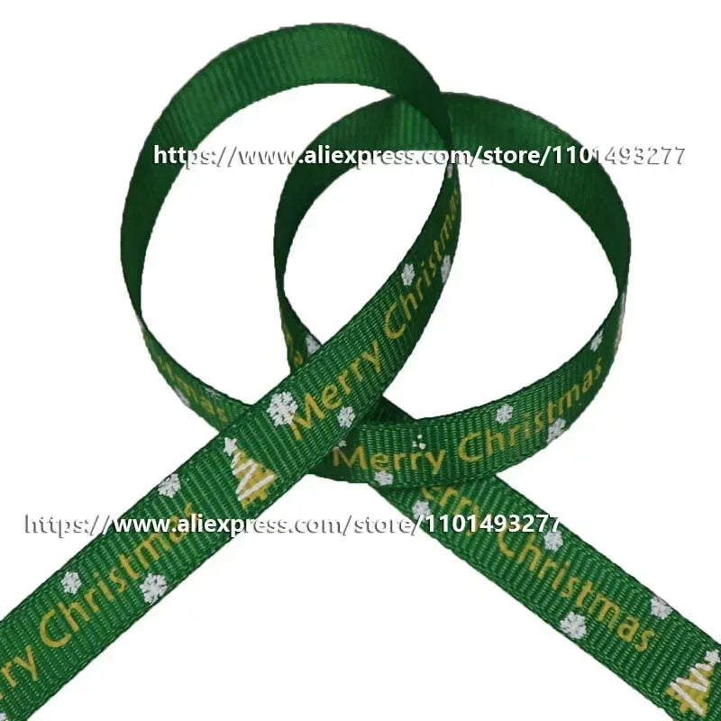 5 Yards/20 Yards 10MM Christmas Ribbon Printed Polyester Grosgrain Ribbons For Decor Gift Wrapping Hair Bows Ribbon For Crafts