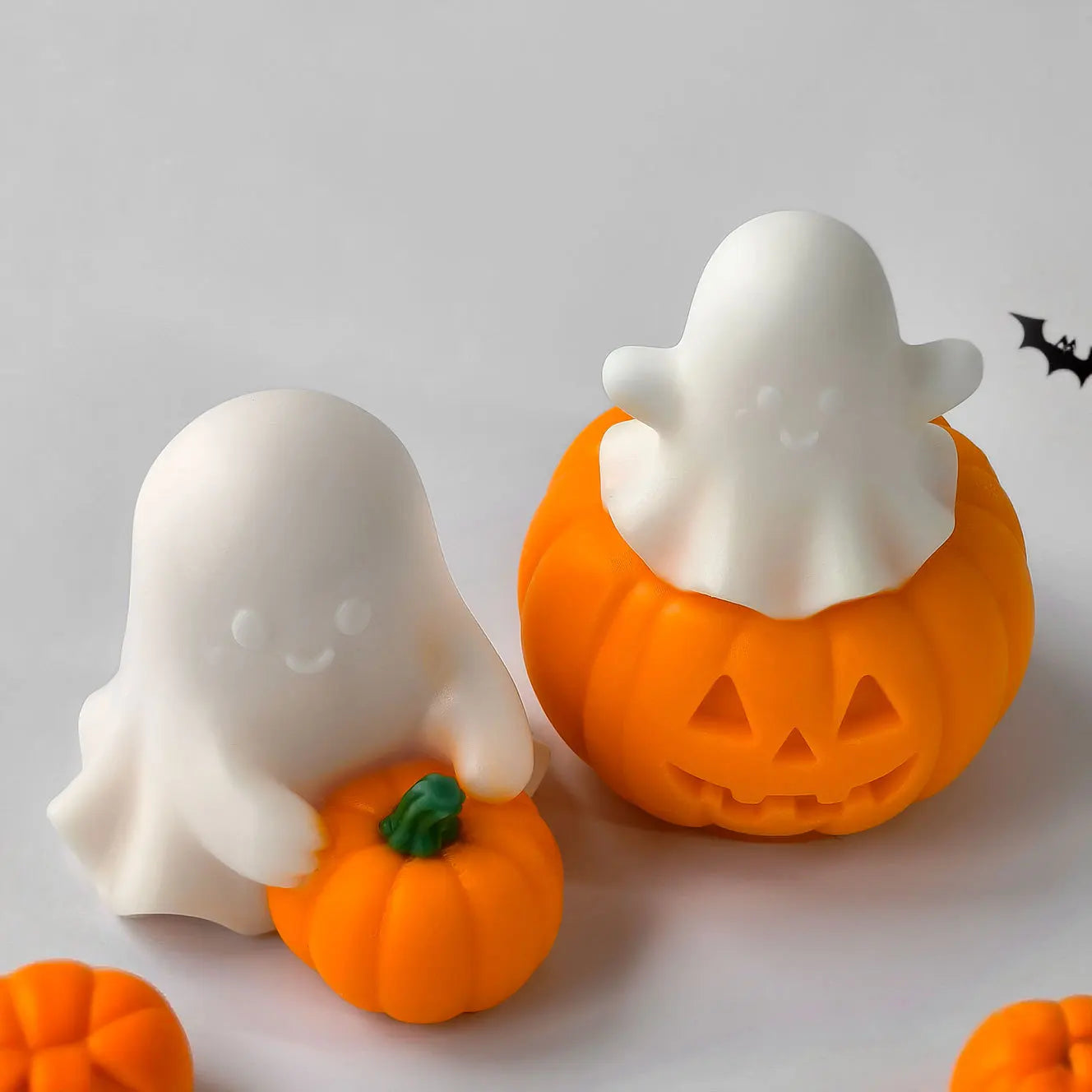 Silicone Mold for Candles Pumpkin and Ghost Shape Room Aromatherapy Plaster DIY Pumpkin Candlestick Candle Molds Halloween Decor