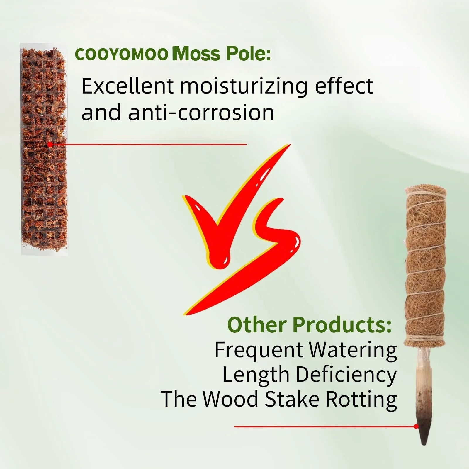 Plastic Moss Pole for Plants Monstera,24in/36in/48 inch Plant Poles for Climbing Plants Indoor Plant Support Garden Growth Stake