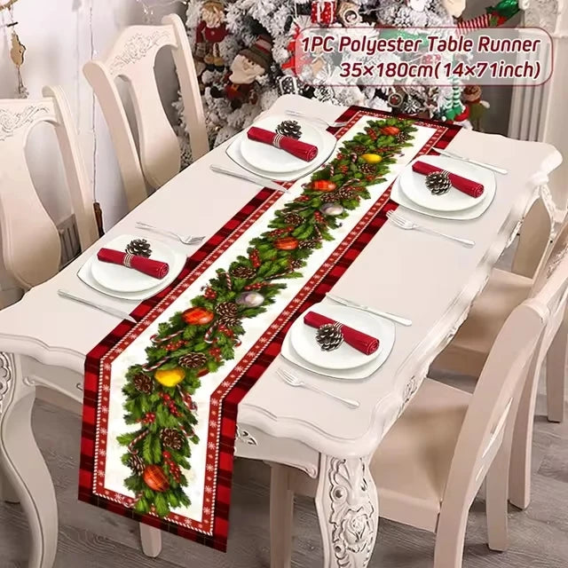 Christmas Table Runner Merry Christmas Decoration for Home Table 2024 Xmas Ornament Navidad Notal Noel Happy New Year Gifts 2025