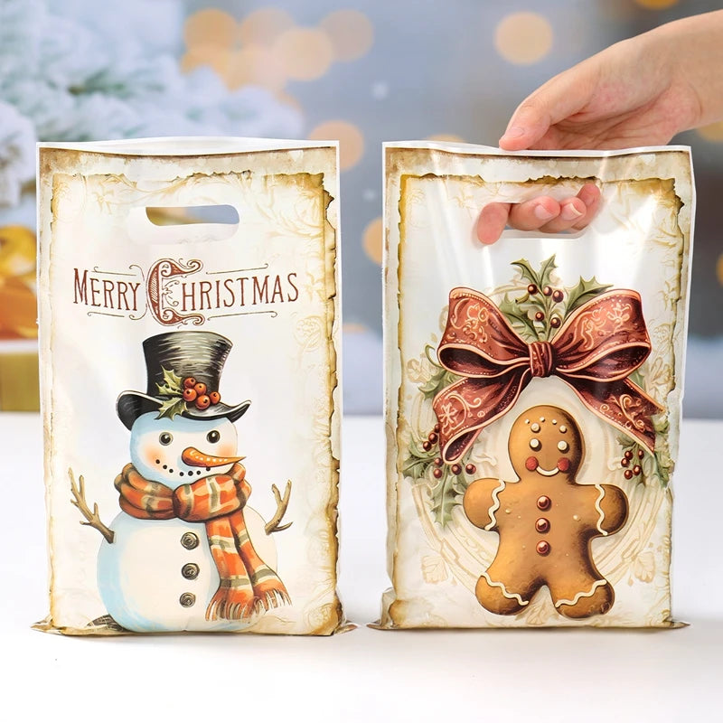 10/25/50pcs Christmas Gift Bags Christmas Party Decoration 2025 Xmas Santa Claus Cute Hand Bags Navidad Natal New Year Gift 2026