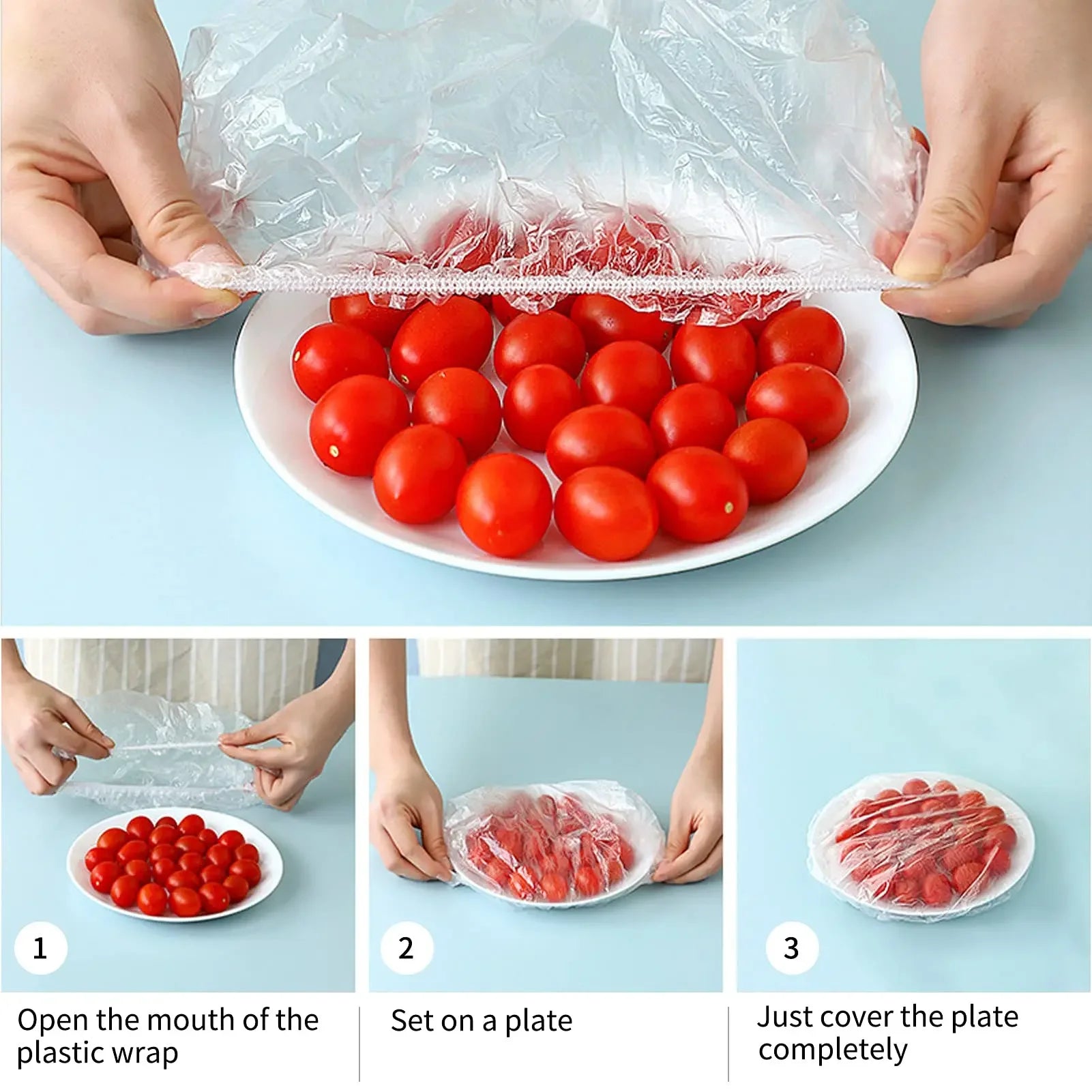 Disposable food - grade kitchen household PE leftover food, fruits and vegetables dust - proof universal insurance film cover.