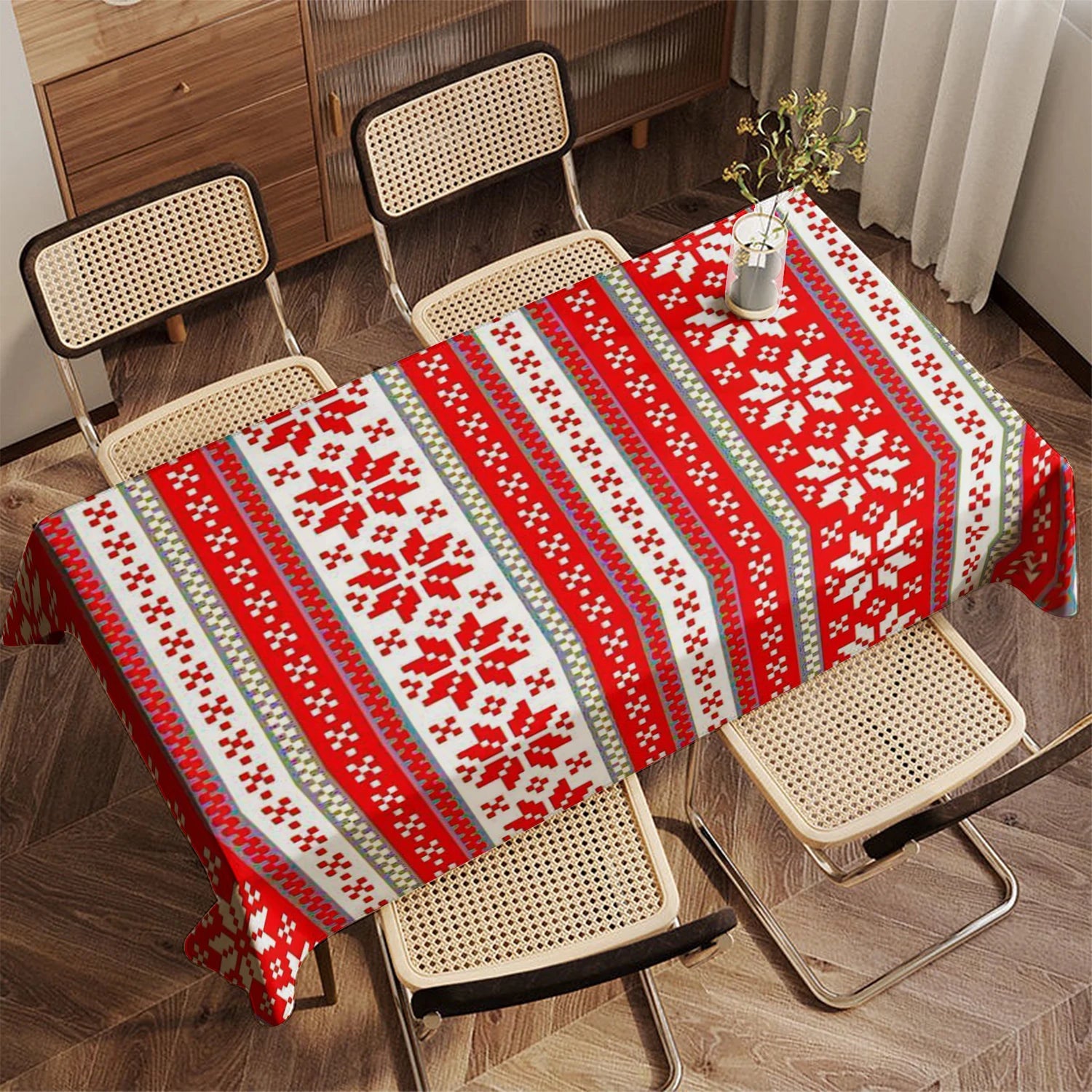 Red Pattern Tablecloth Restaurant Kitchen Tablecloth Living Room Home Decoration Rectangular Party Decoration