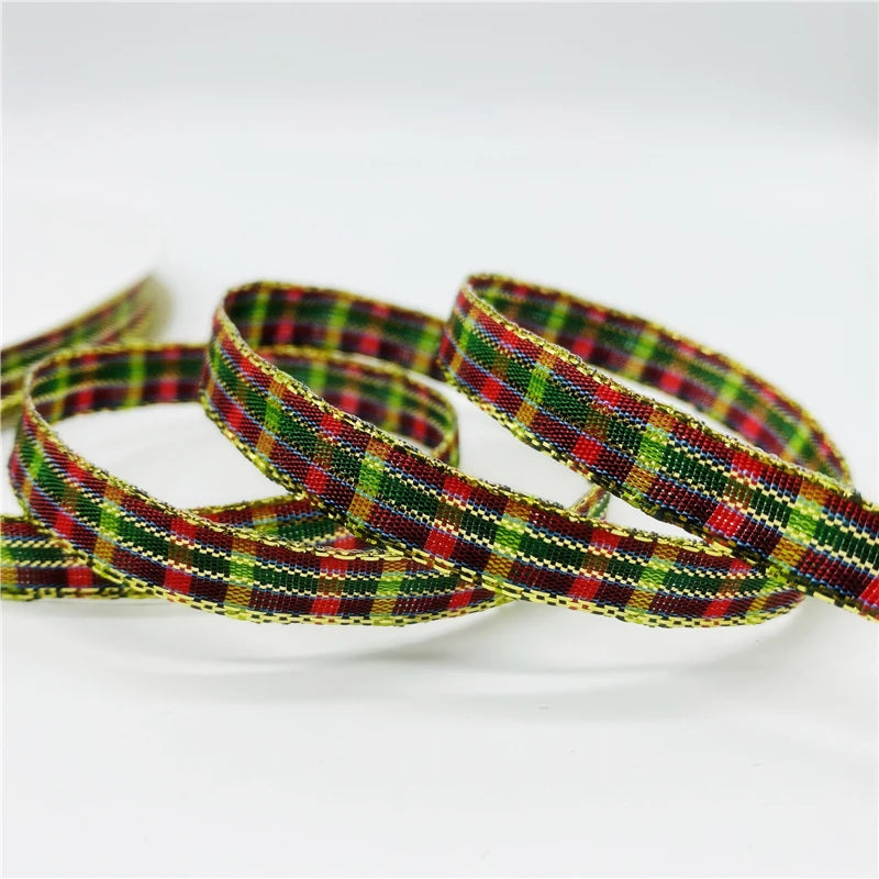 5yards/Lot 10mm Plaid Ribbon Christmas Decor Ribbon For Handmade Design Christmas Decoration DIY Gift Wrapping