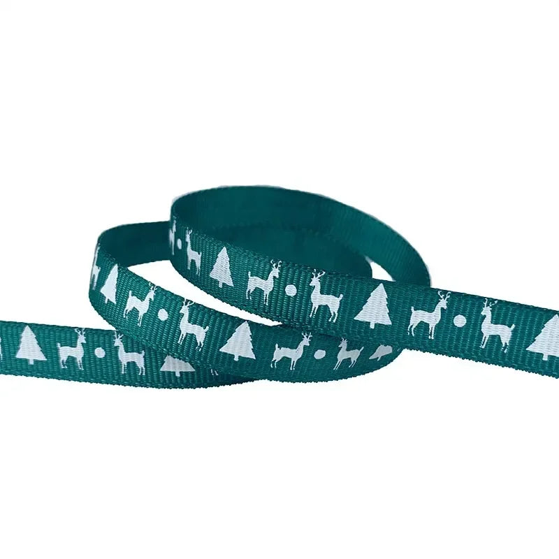 5 Yards/20 Yards 10MM Christmas Ribbon Printed Polyester Grosgrain Ribbons For Decor Gift Wrapping Hair Bows Ribbon For Crafts