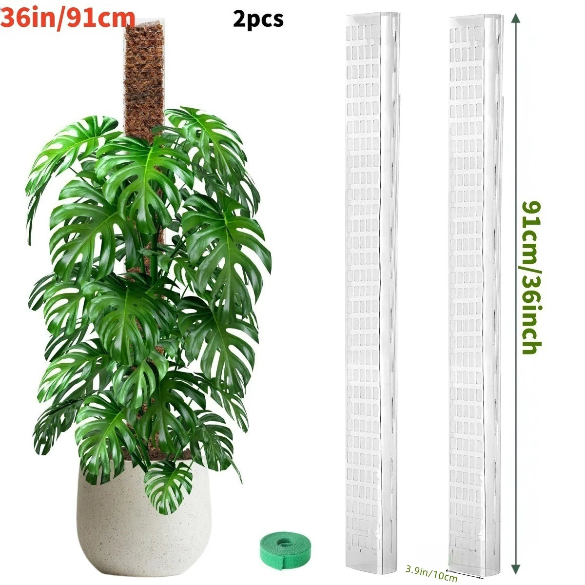 Plastic Moss Pole for Plants Monstera,24in/36in/48 inch Plant Poles for Climbing Plants Indoor Plant Support Garden Growth Stake