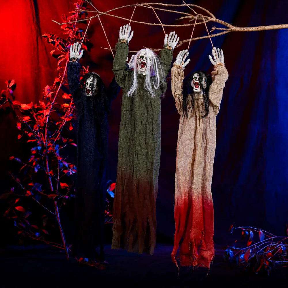 Halloween New Decorations-Hanging  Long-Haired  Scary Props for Parties Haunted Houses Escape Rooms Perfect for Atmosphere Setup