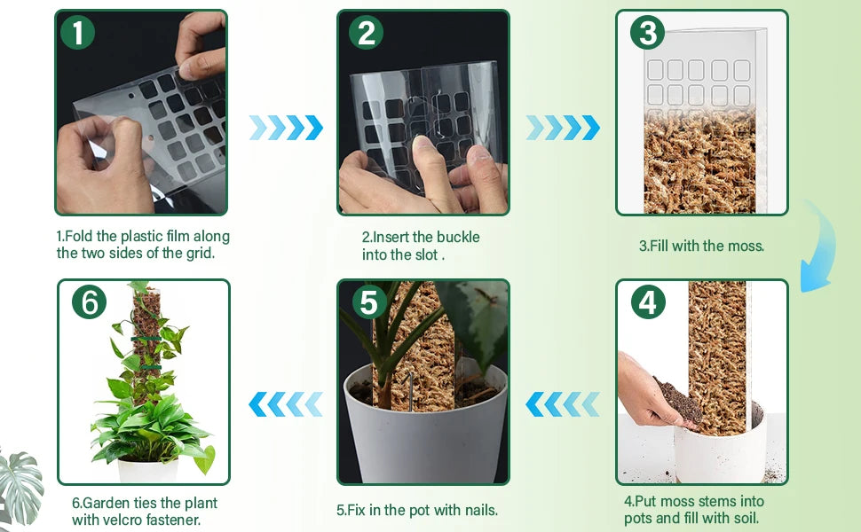 Plastic Moss Pole for Plants Monstera,24in/36in/48 inch Plant Poles for Climbing Plants Indoor Plant Support Garden Growth Stake