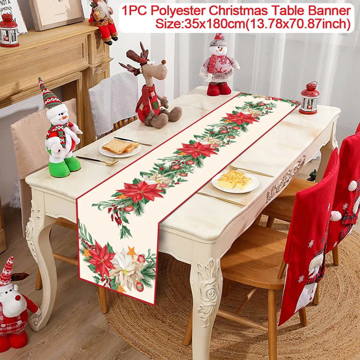 Christmas Table Runner Merry Christmas Decoration for Home Table 2024 Xmas Ornament Navidad Notal Noel Happy New Year Gifts 2025