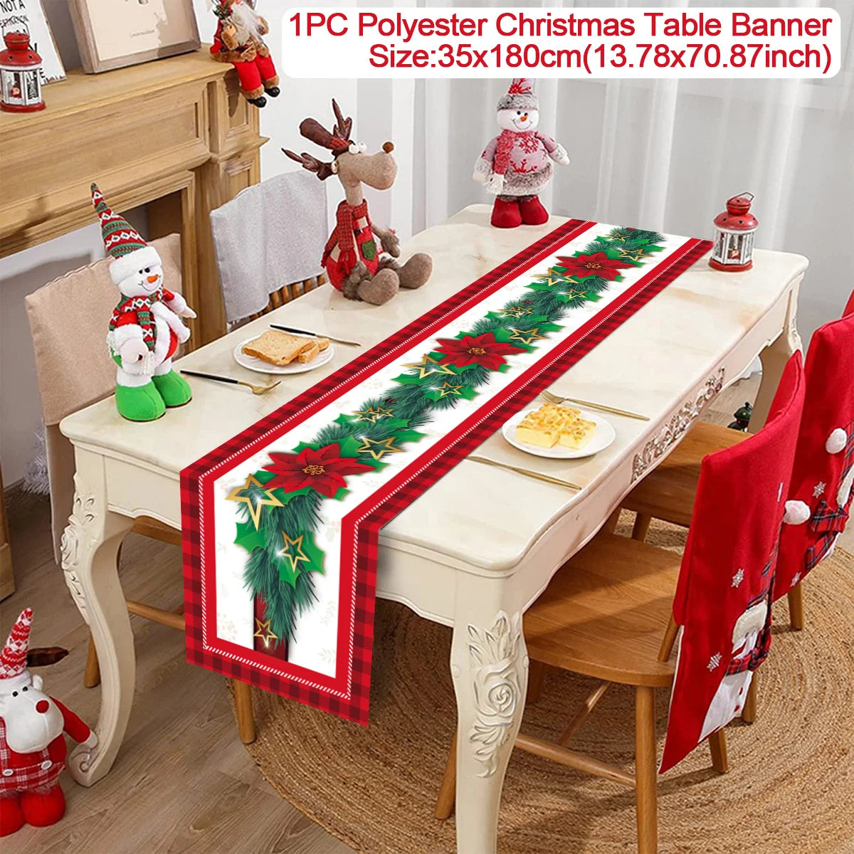 Christmas Table Runner Merry Christmas Decoration for Home Table 2024 Xmas Ornament Navidad Notal Noel Happy New Year Gifts 2025