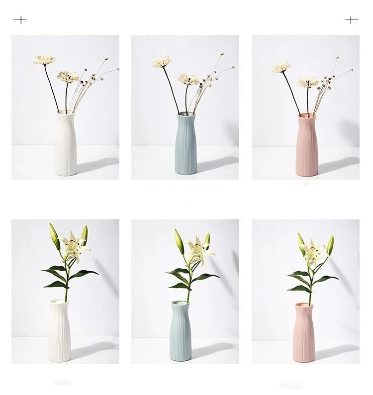 Nordic Plastic Vase Simple Small Fresh Flower Pot Storage Bottle For Flowers Living Room Modern Home Decorations Ornaments