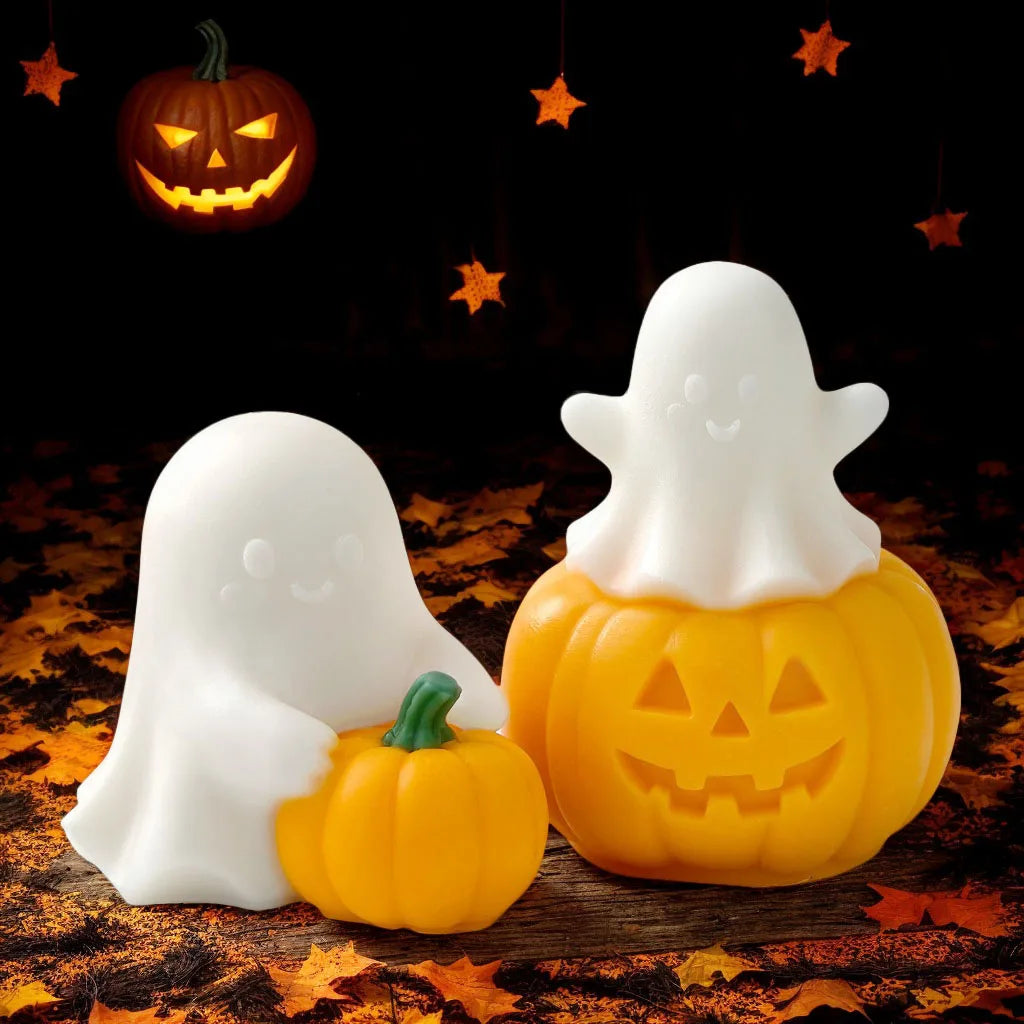 Silicone Mold for Candles Pumpkin and Ghost Shape Room Aromatherapy Plaster DIY Pumpkin Candlestick Candle Molds Halloween Decor