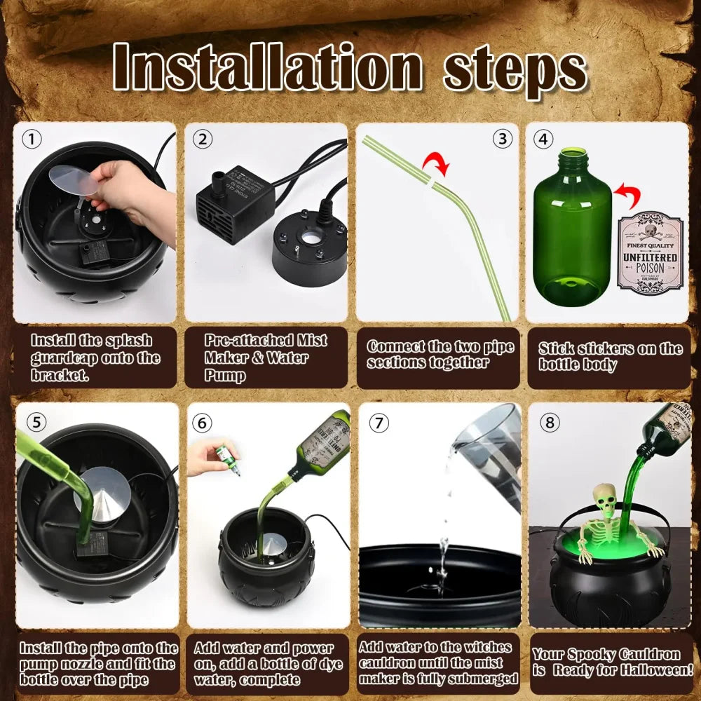 Halloween Magic Black Witch Bowl Float Bottle and Diffuser Horror House Decoration Hocus Pocus Party Scary Props Halloween Decor