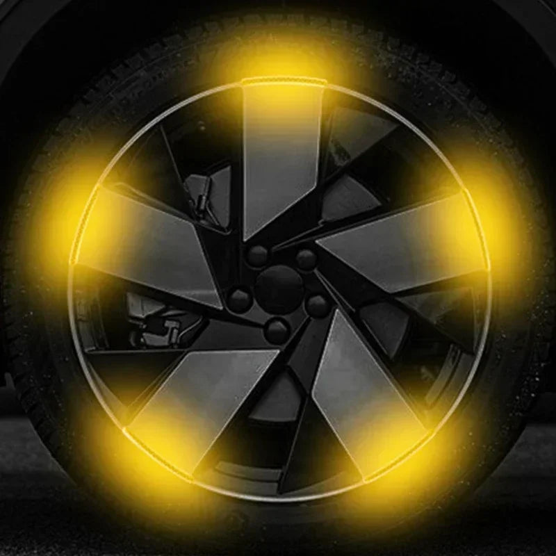 Car Wheel Hub Reflective Stripes Sticker Driving Safety Tire Decor Warning Sticker Warning Reflective Tape Car Accessories