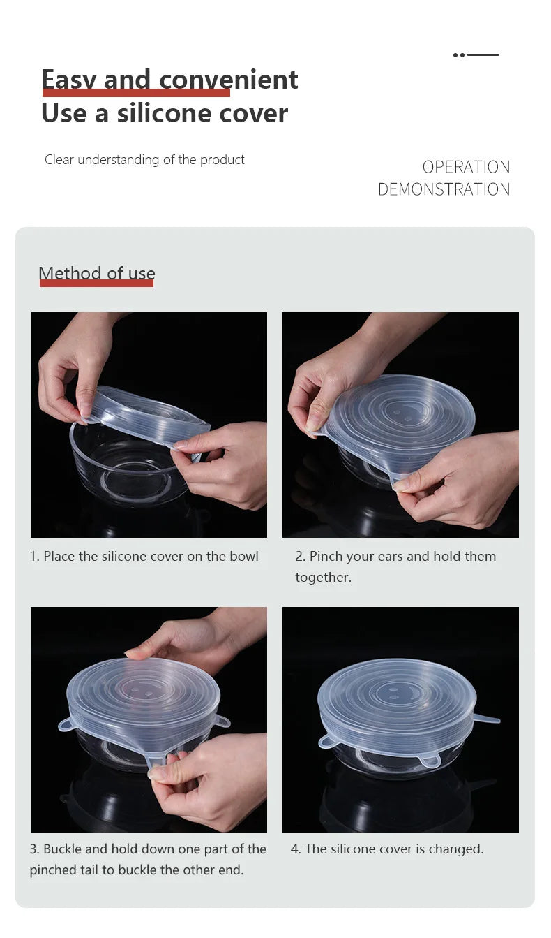 Silicone Six-Piece Set Fresh-Keeping Cover Stretch 6-Piece Set Bowl Cover Refrigerator Microwave Sealed Fresh-Keeping Film