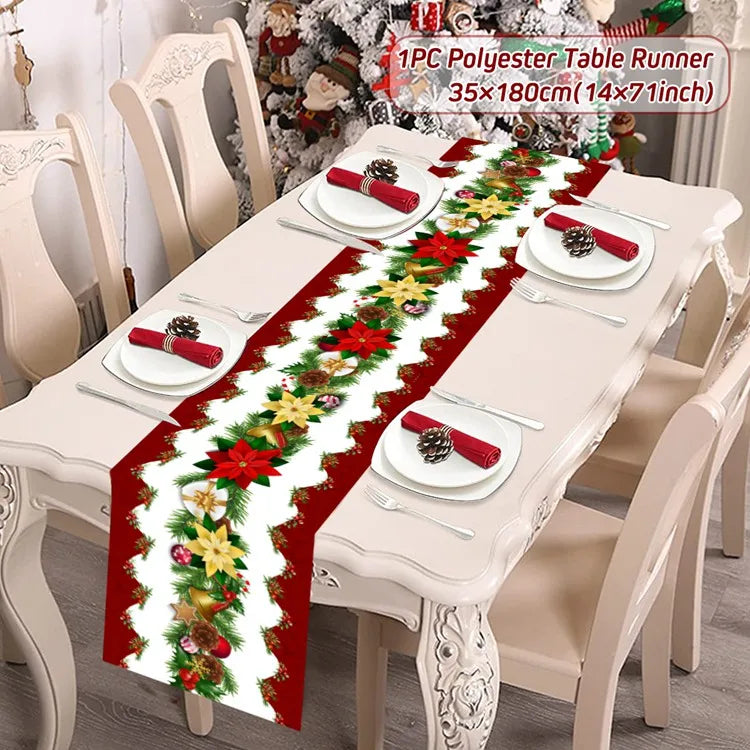Christmas Table Runner Merry Christmas Decoration for Home Table 2024 Xmas Ornament Navidad Notal Noel Happy New Year Gifts 2025