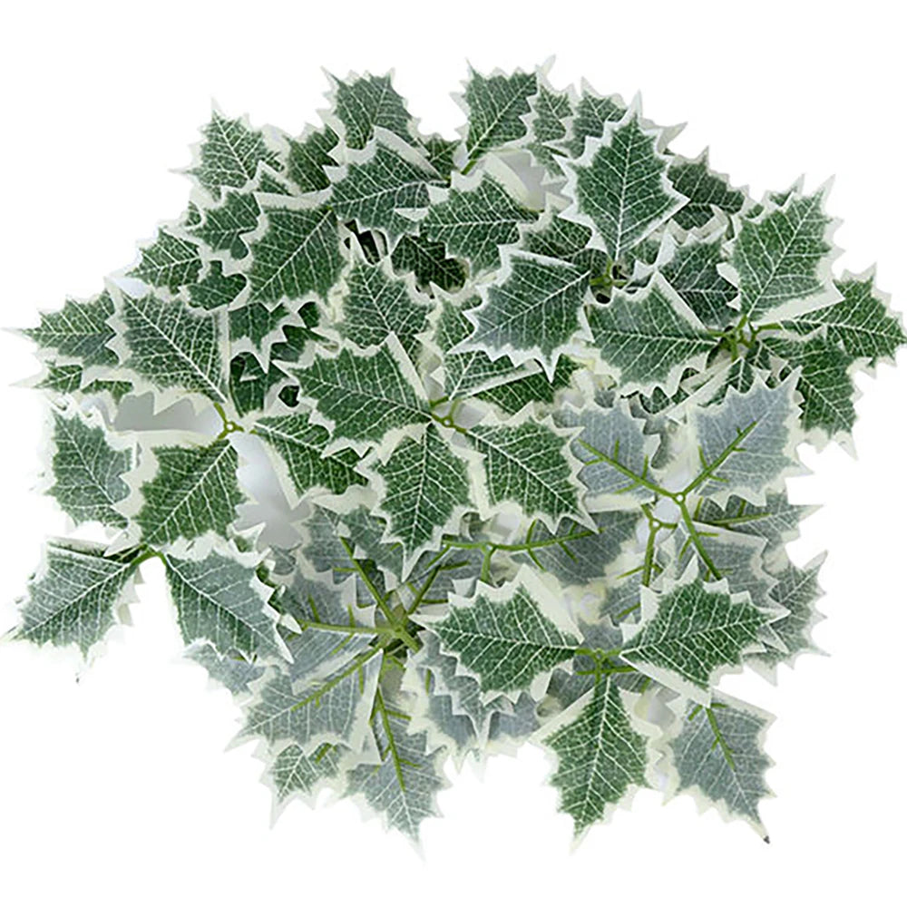 50/5Pcs Artificial Holly Berries With Green Leaves DIY Christmas Wreath Wedding Flower Gifts Xmas New Year Festival Decorations