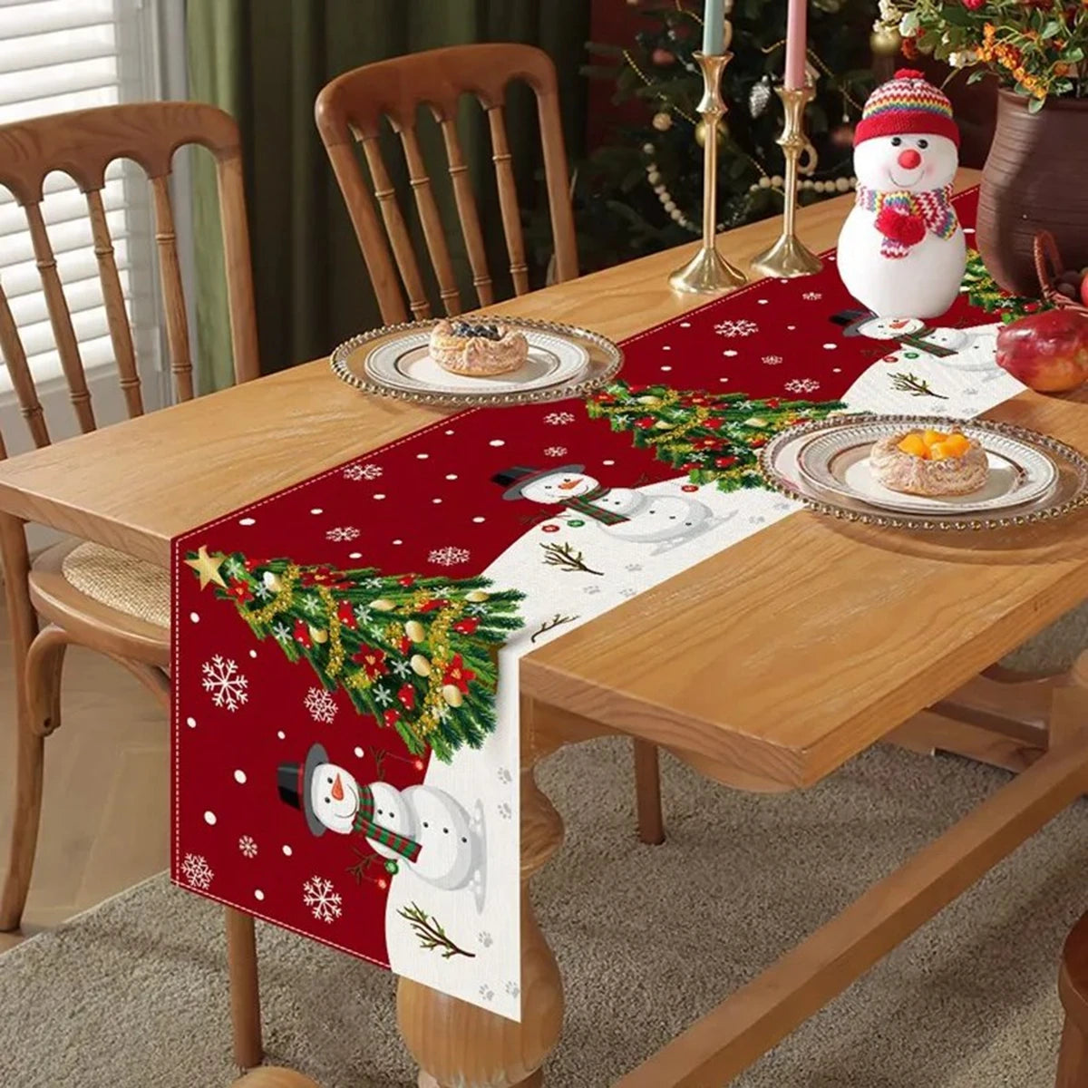 Christmas Table Runner Merry Christmas Decoration for Home Table 2024 Xmas Ornament Navidad Notal Noel Happy New Year Gifts 2025