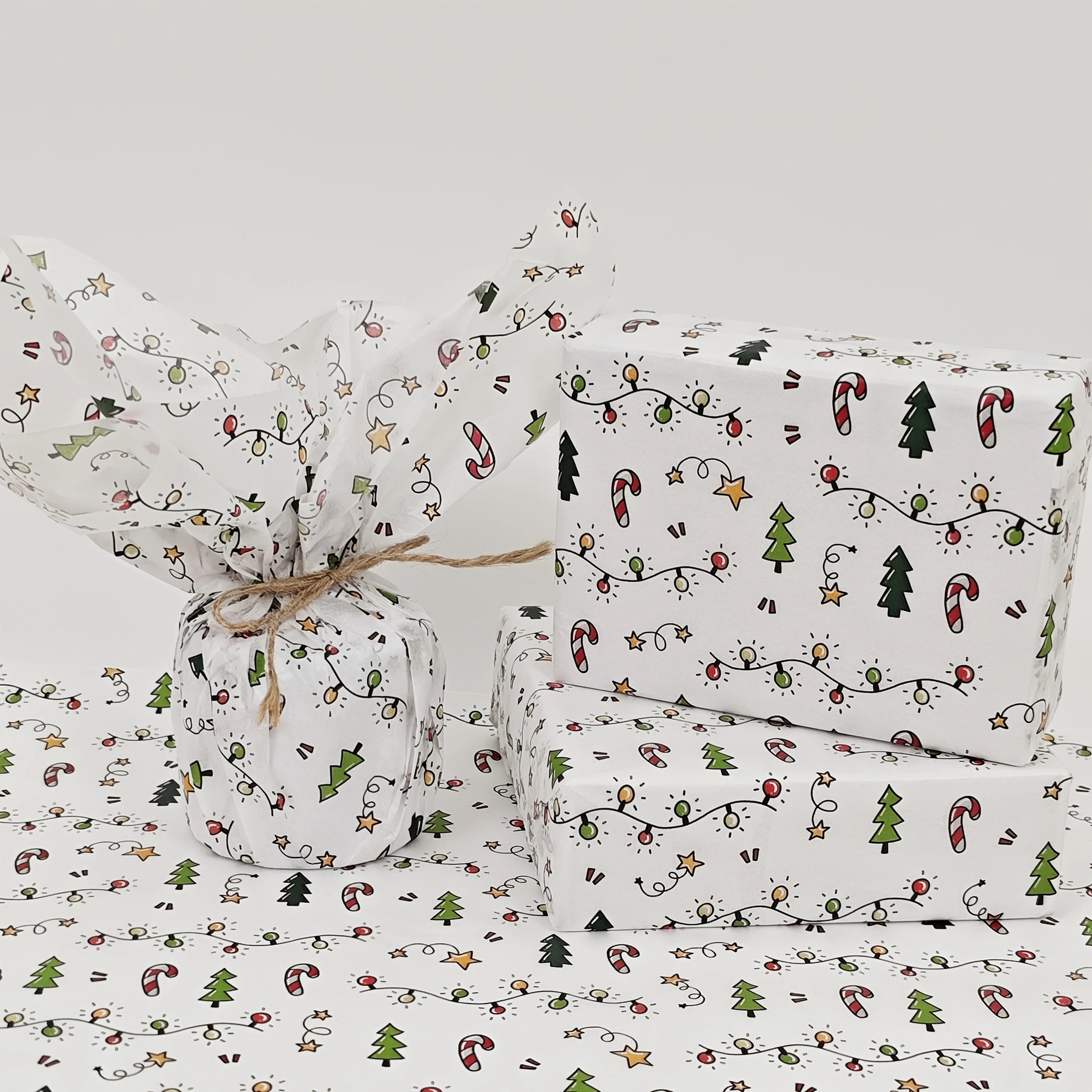 10/20 Sheets of Christmas Lantern Pattern Tissue Paper, 20*14inch Gift Wrapping Paper, Suitable for Christmas, Winter, Thanksgiving, Birthday Gift Wrapping, Bouquet Filling and Party Gift Wrapping, Best for Christmas, Perfect