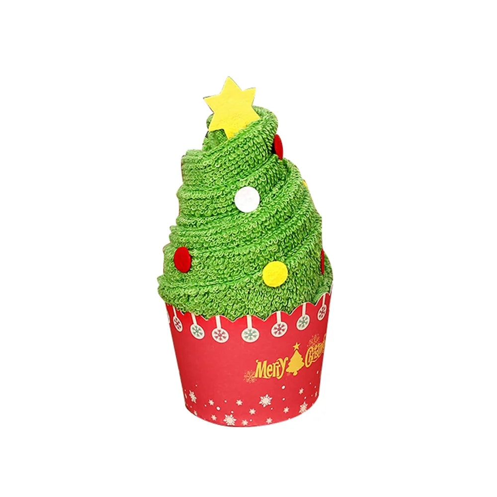 Christmas Cake Shape Towel Snowman Dinner Decor New Year 2023 Embroidered Towel For Home Christmas Tree Towels Children'S Gifts