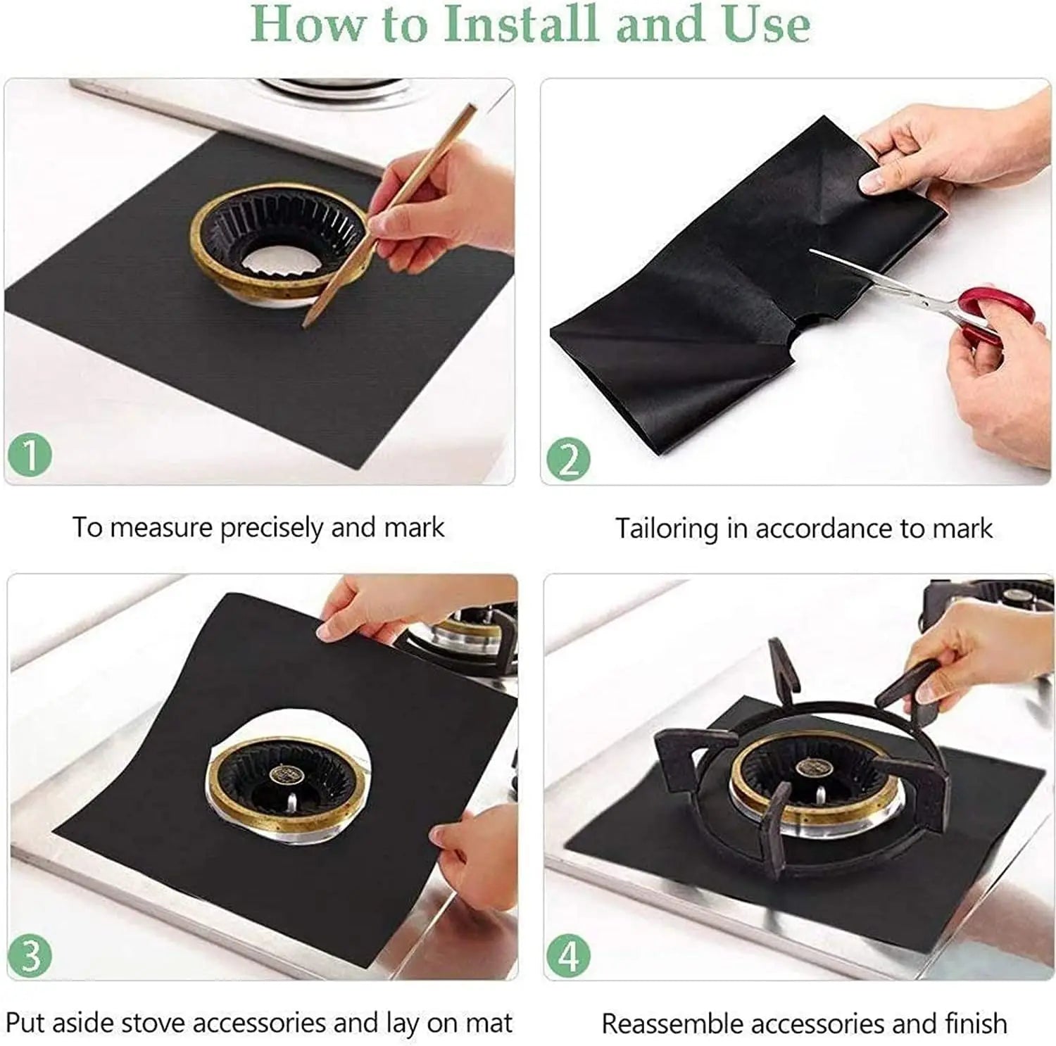 Gas Stove Burner Covers Square Heat-resistant Oil-proof Reusable Stove Protector Pads Non-Stick Stovetop Liner Kitchen Tools