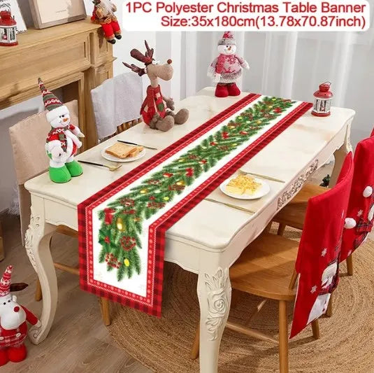 Christmas Table Runner Merry Christmas Decoration for Home Table 2024 Xmas Ornament Navidad Notal Noel Happy New Year Gifts 2025