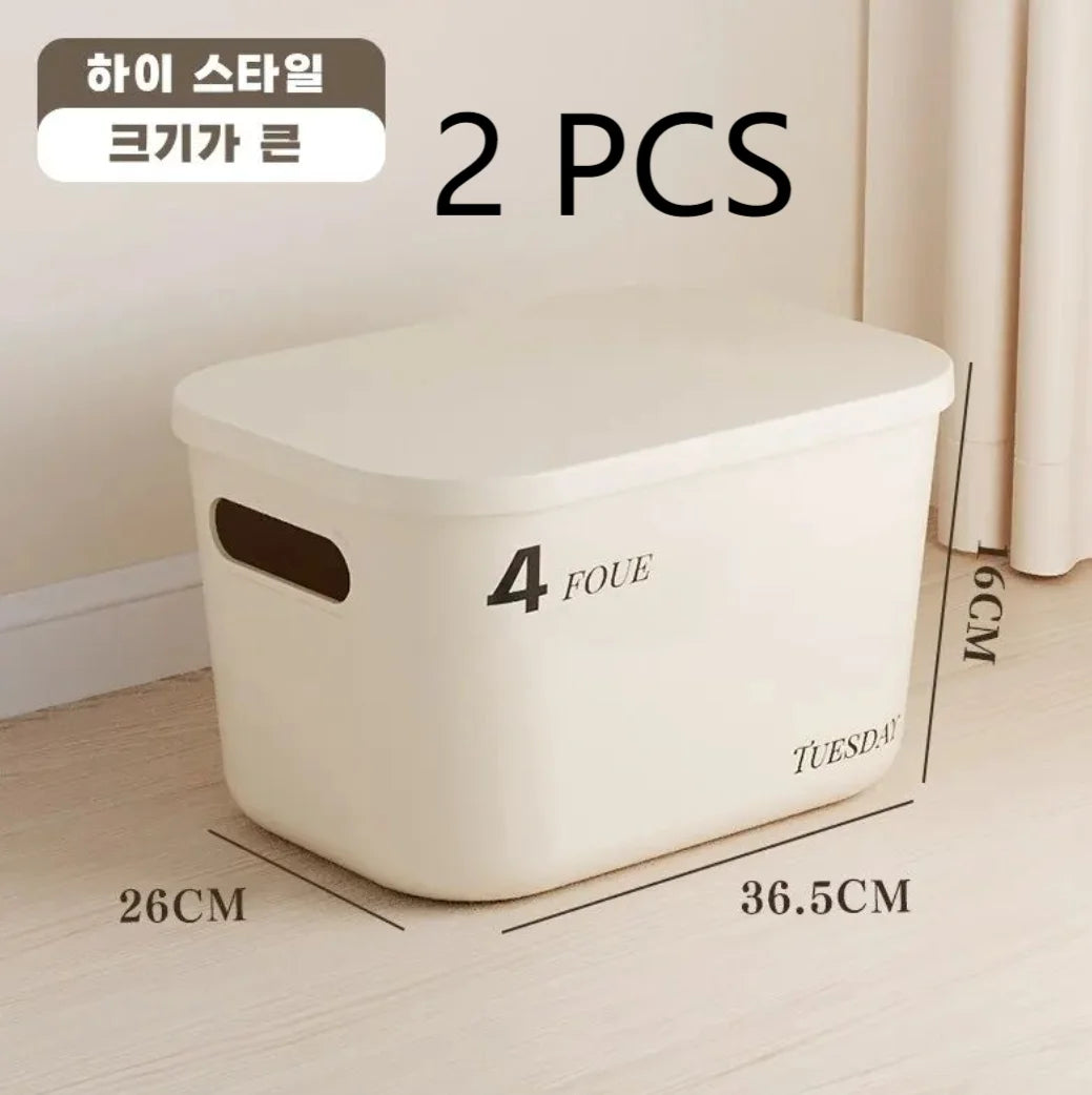 Ins Style Storage Box with Lid Dustproof Cosmetics Clothing Grocery Storage Bedroom Dormitory Storage Box Toy Storage
