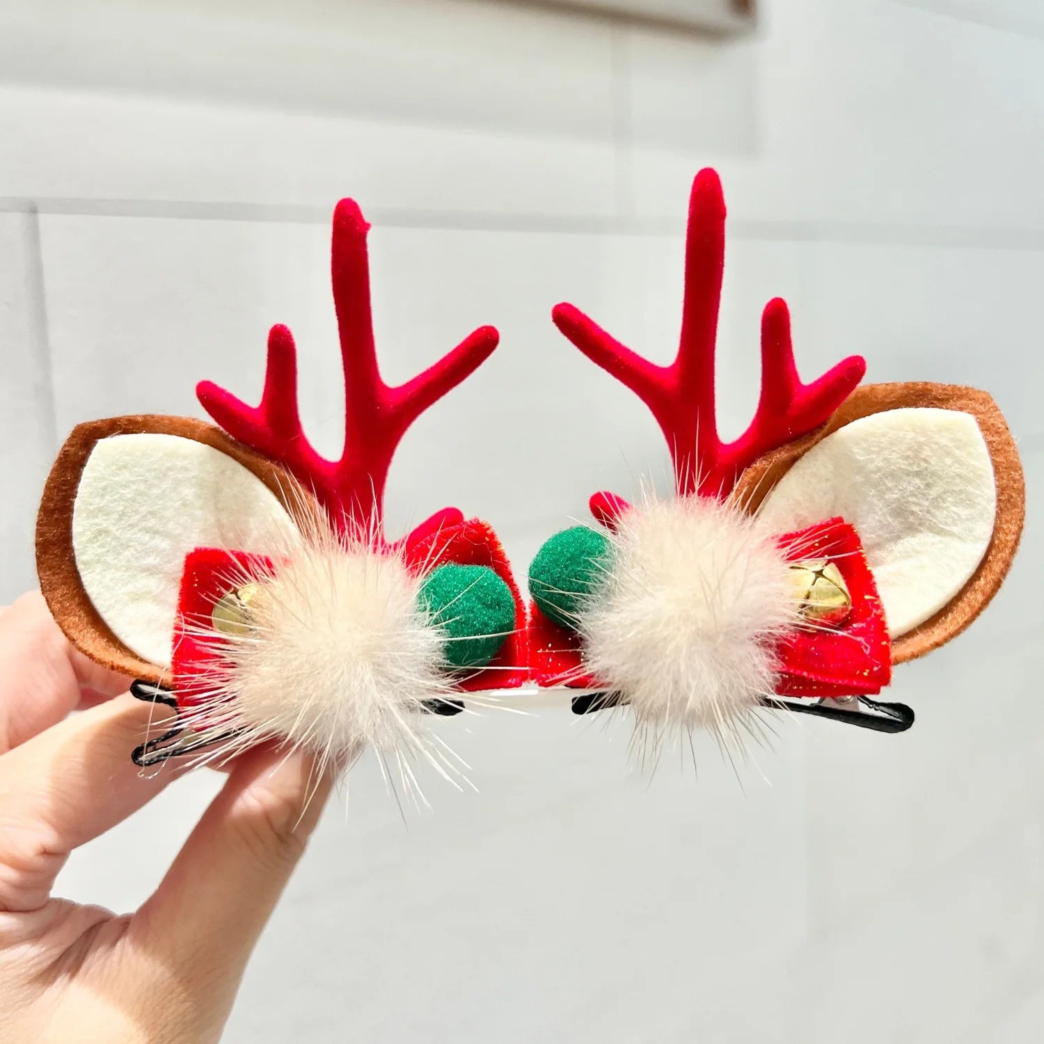 2pcs/Set Kawaii Christmas Elk Ear Hair Clip Women Girl Santa Snowman Hairpin Xmas Party Barrettes For Kids Cosplay Headwear