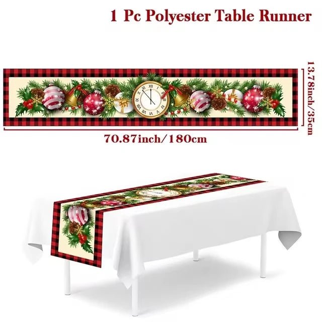 Christmas Table Runner Merry Christmas Decoration for Home Table 2024 Xmas Ornament Navidad Notal Noel Happy New Year Gifts 2025