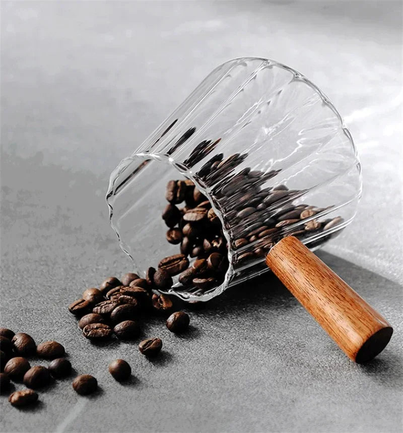 180ML Wood Handle Glass Espresso Measuring Cup Coffee Extraction Cup with scale High Temperature Resistance Milk Jug Measure Mug