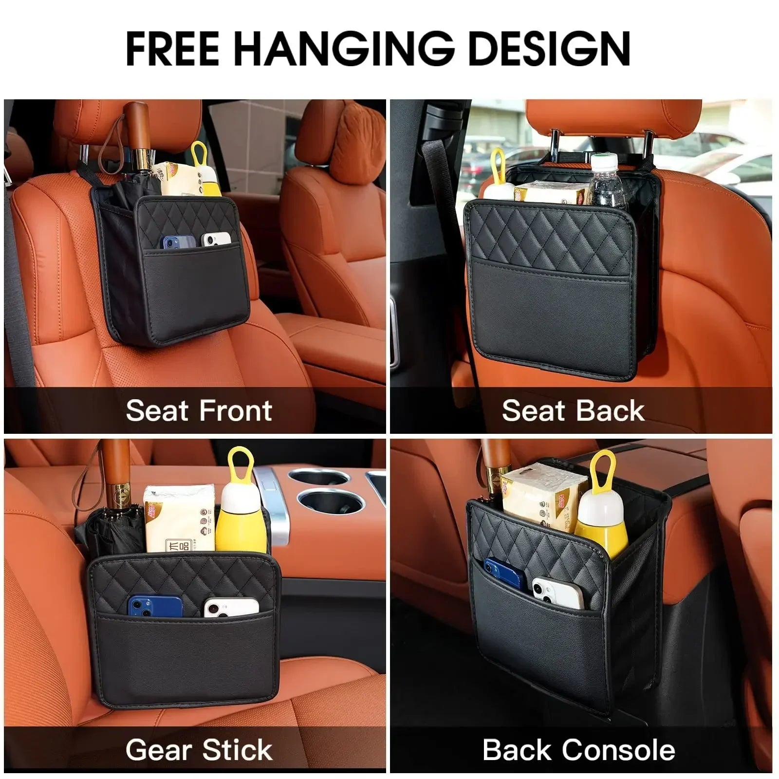 Multi function PU Leather Car Seat Back Storage Bag for Renault Clio Laguna Megane Duster Tissue Cup Holder Garbage Pocket