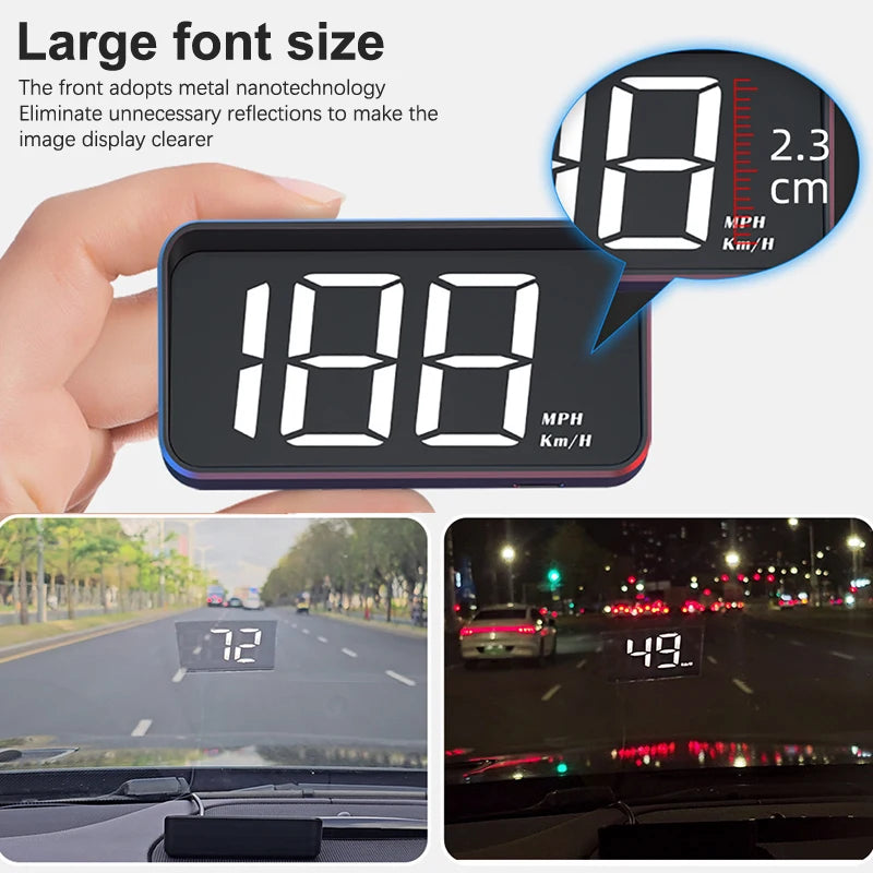 Car Speedometer KM/H HUD GPS Head Up Display Digital Speed Meter Windshield Projector For Vehicles Auto Electronics Accessories