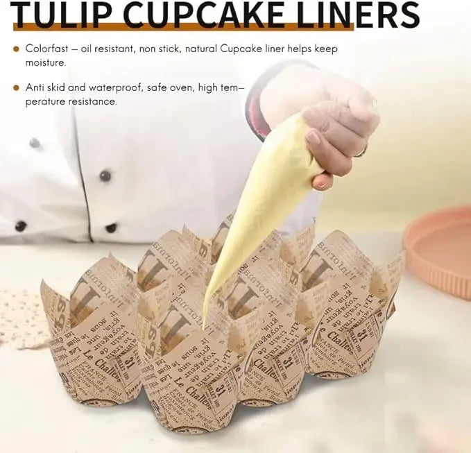 50pcs Newspaper Style Baking Cup Cupcake Liner Cupcake Wrapper Molde Cupcake Paper Cups Bakeware Tool for Wedding Birthday Party