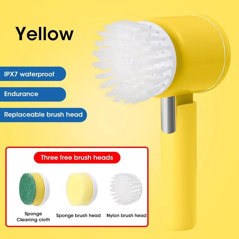Electric Spin Scrubber, Bathroom Cordless Cleaning Brush Power Scrubber with 5 Replaceable Brush Heads, Electric Cleaning Brush