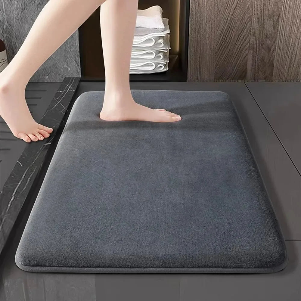 Solid Color Bathroom Mat Bathroom Floor Mat Door Mat Household Non Slip Foot Mat Coral Velvet Absorbent Quick Drying Door Mat