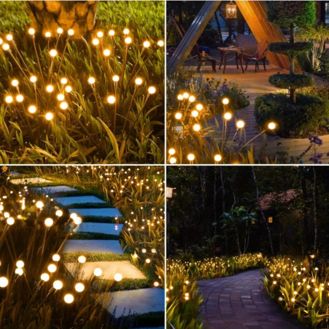 Solar LED Lights Garden Firework Warm Lights Outdoor 6/8 LEDs Waterproof Firefly Lawn Lamps Patio Pathway Decoration