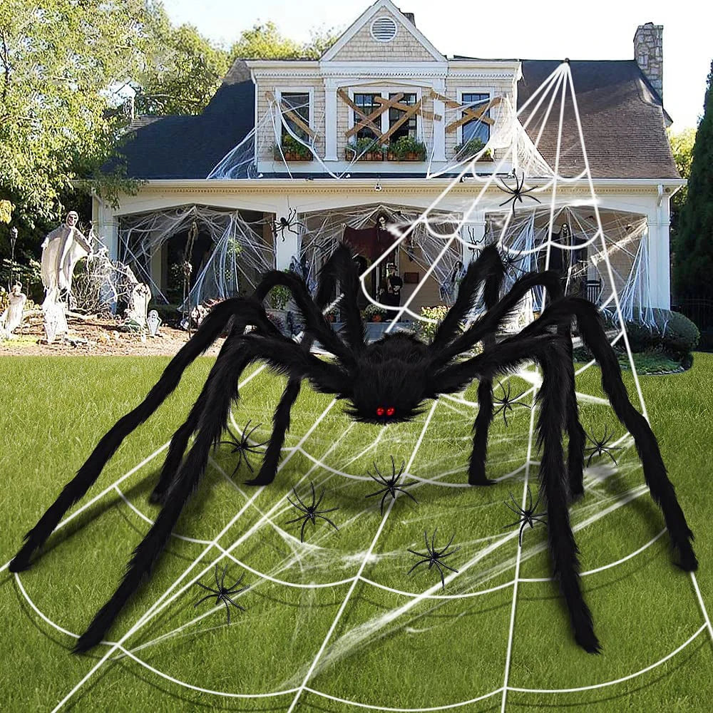 Runtowo White Halloween Artificial Spider Web ,Party Scene Decor Horror House Props ,Happy Halloween Party Decor