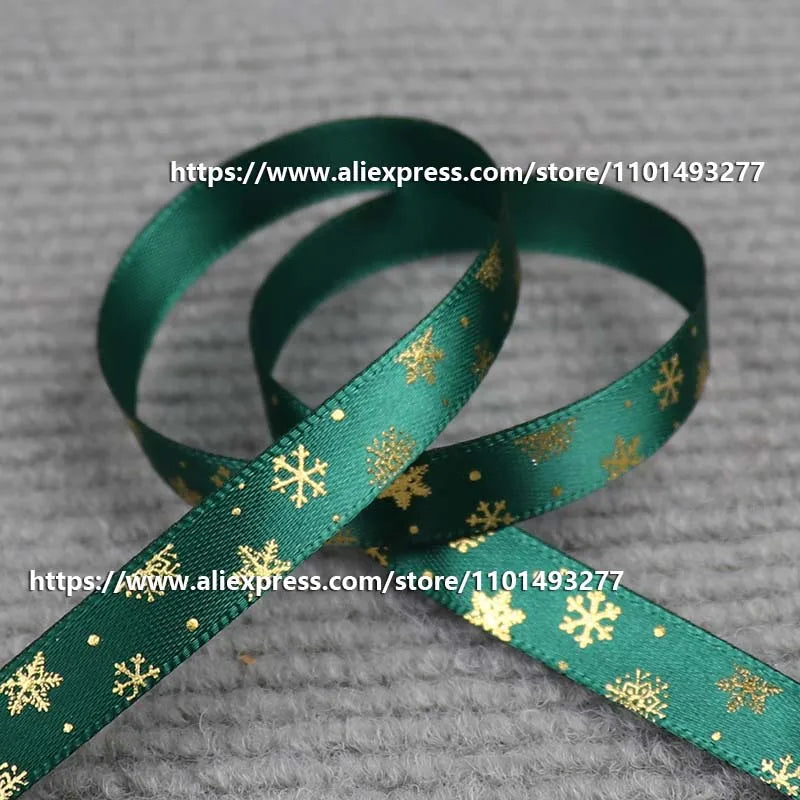 5 Yards/20 Yards 10MM Christmas Ribbon Printed Polyester Grosgrain Ribbons For Decor Gift Wrapping Hair Bows Ribbon For Crafts