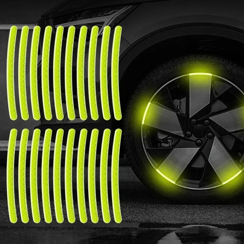 Car Wheel Hub Reflective Stripes Sticker Driving Safety Tire Decor Warning Sticker Warning Reflective Tape Car Accessories