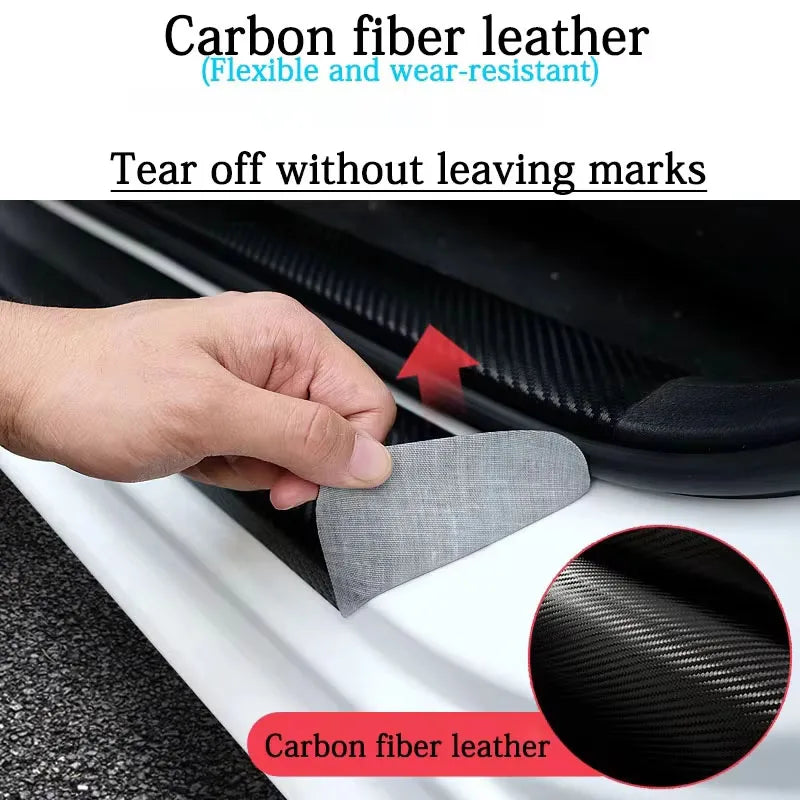 New Universal Imitation Carbon Fiber Leather Car Door Sill Protection Strip Tough And Durable Decorative Car Sticker Accessories