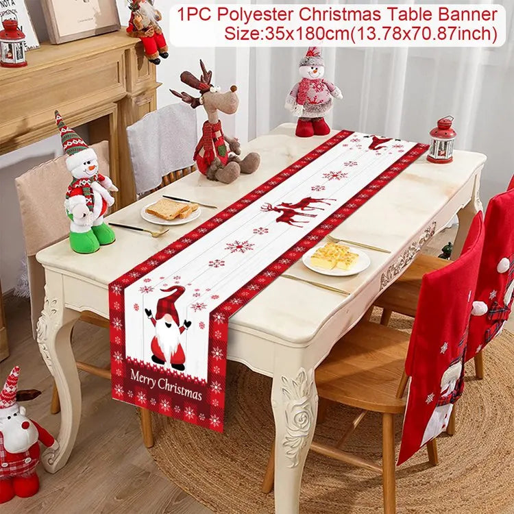 Christmas Table Runner Merry Christmas Decoration for Home Table 2024 Xmas Ornament Navidad Notal Noel Happy New Year Gifts 2025