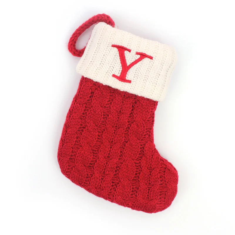 Christmas Boots Letters Christmas Stocking New Knitting Christmas Tree Pendant Decorations SnowflakeChristmas Socks