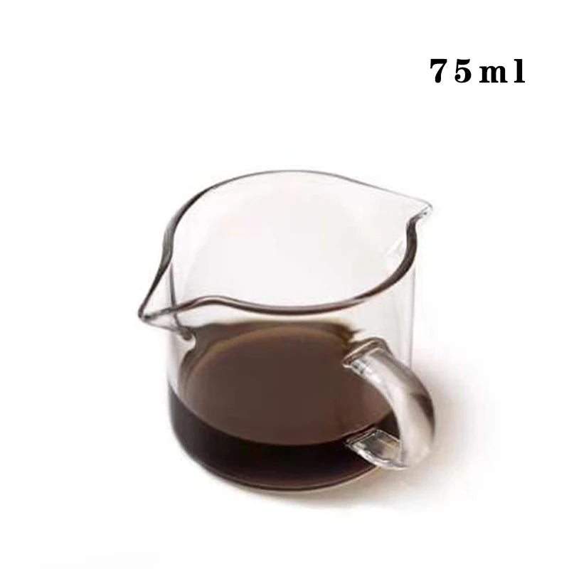 75ml Glass Espresso Measuring Cup Double/Single Mouth Glass Milk Jug with Handle Glass Scale Measuring Mugs