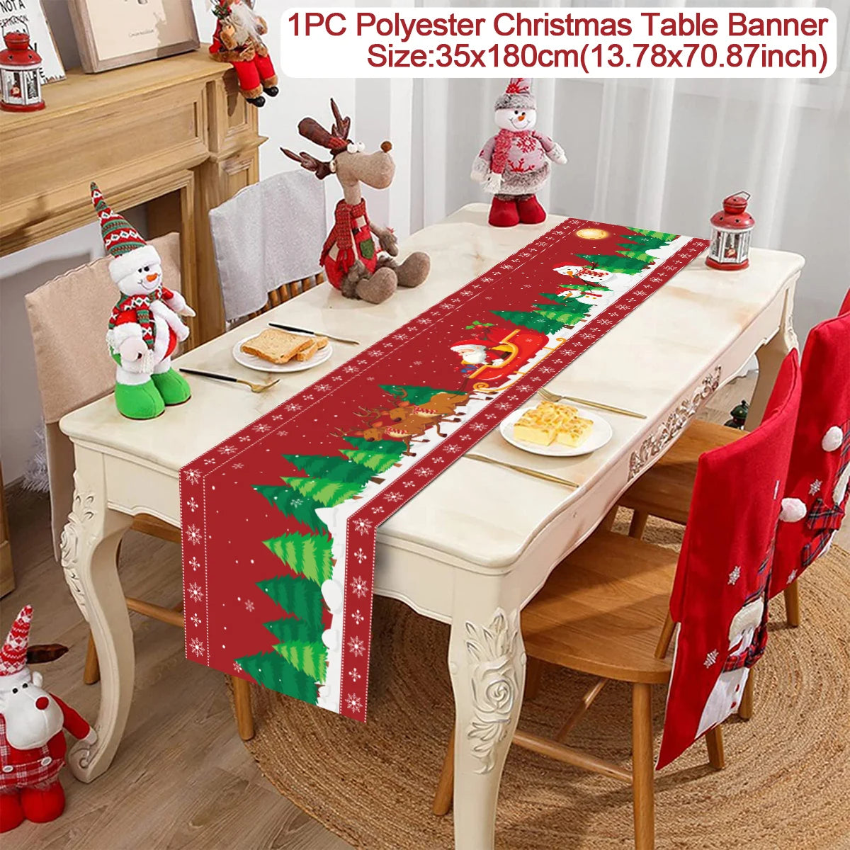 Christmas Table Runner Merry Christmas Decoration for Home Table 2024 Xmas Ornament Navidad Notal Noel Happy New Year Gifts 2025