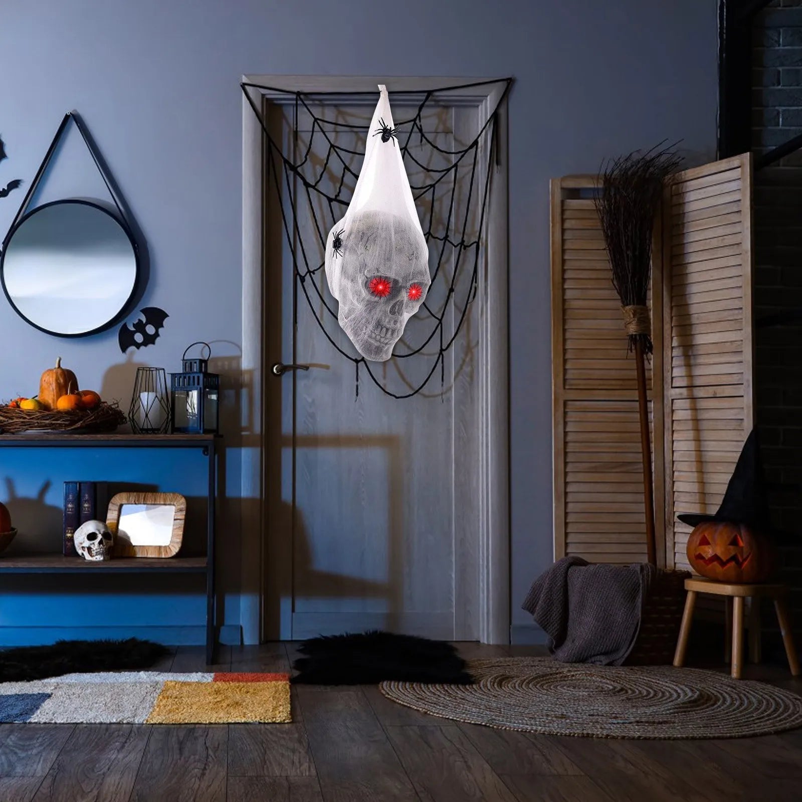 Simulated Spooky Yard Decoration Horror Glowing Sound-Controlled Skull Prop Halloween Terrifying Atmosphere Decoration Supplies