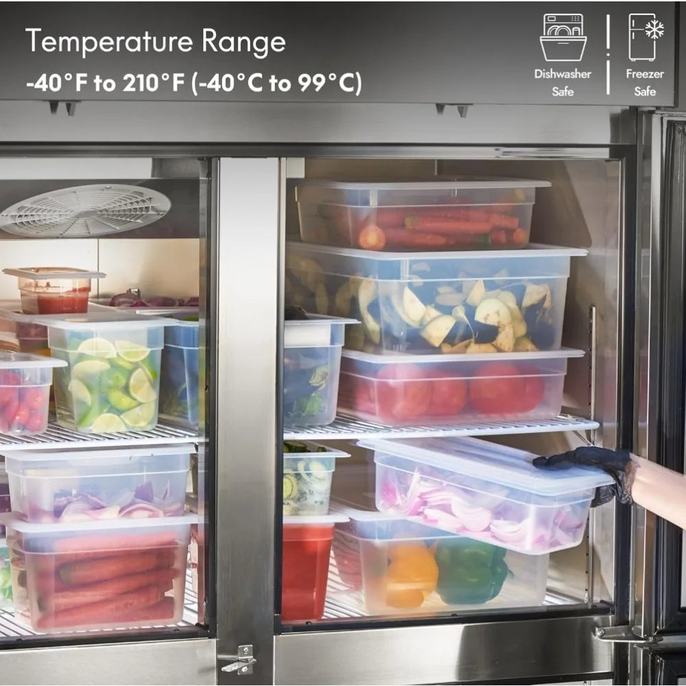 BestFood Storage Containers Plastic Food Containers with Removable Lids Stackable Portable Trays for Fruits, Vegetables and Meat